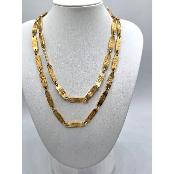 Vintage Gold-Tone Textured Double Strand Necklace - Picture 1 of 2